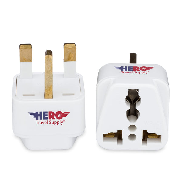 Premium US to UK Power Adapter Plug (Type G, 3 Pack, Grounded)