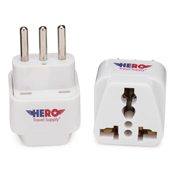 Premium US to Italy Power Adapter Plug (Type L, 3 Pack, Grounded)