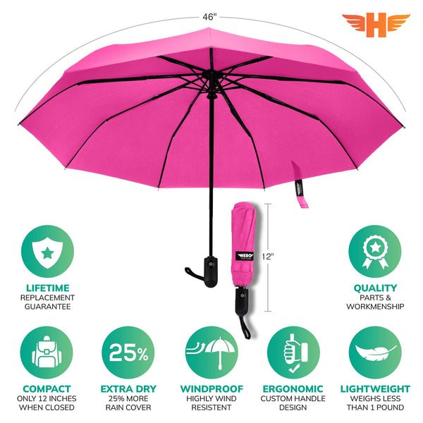 HERO Travel Umbrella - Windproof, Compact and Portable