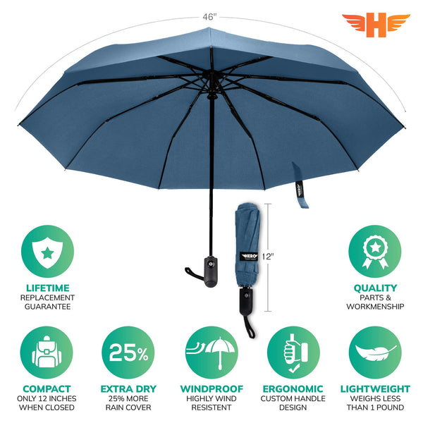 HERO Travel Umbrella - Windproof, Compact and Portable