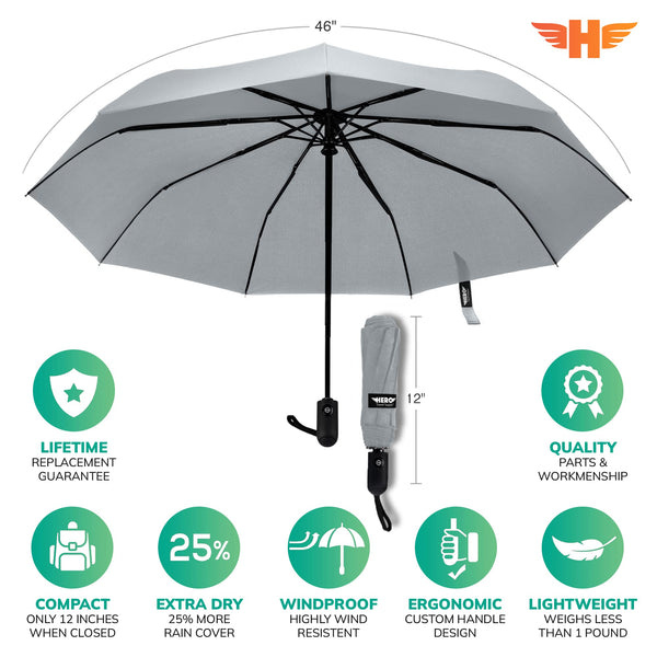 HERO Travel Umbrella - Windproof, Compact and Portable