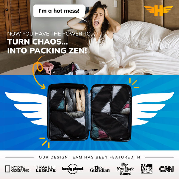 HERO Packing Cubes (Set of 5) with 2 Bonus Laundry Bags