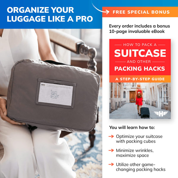 HERO Packing Cubes (Set of 5) with 2 Bonus Laundry Bags