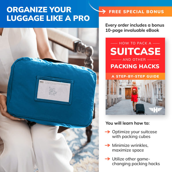 HERO Packing Cubes (Set of 5) with 2 Bonus Laundry Bags