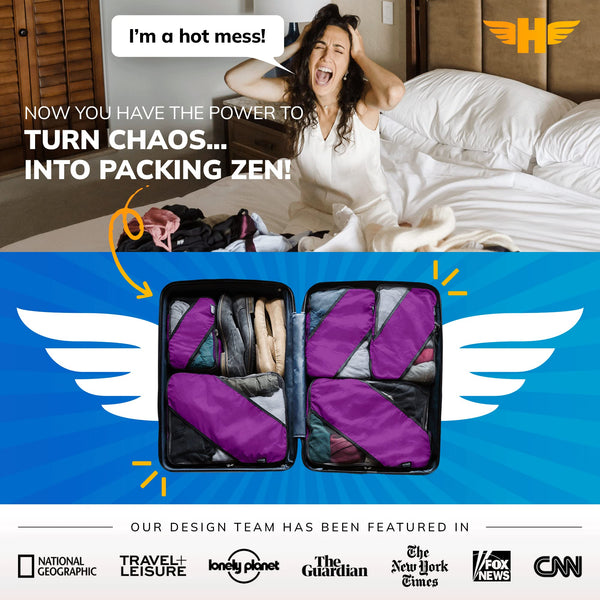 HERO Packing Cubes (Set of 5) with 2 Bonus Laundry Bags