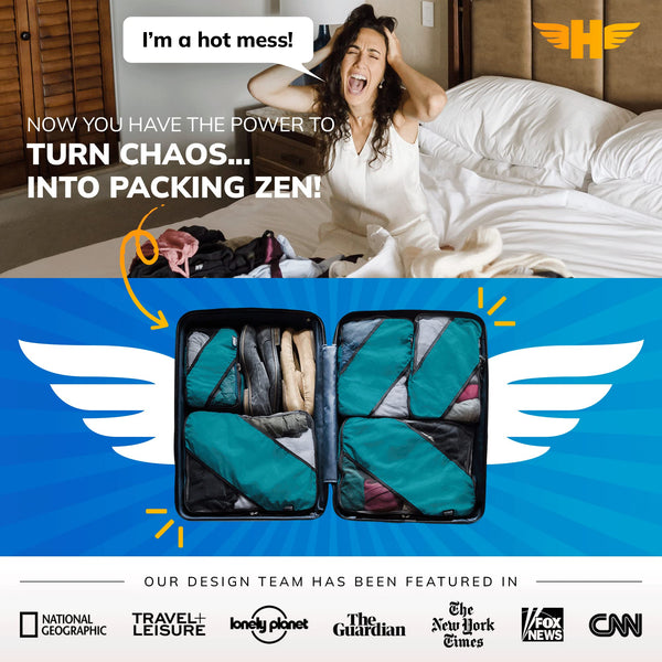 HERO Packing Cubes (Set of 5) with 2 Bonus Laundry Bags
