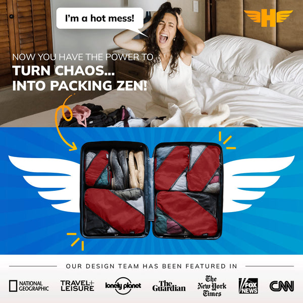 HERO Packing Cubes (Set of 5) with 2 Bonus Laundry Bags