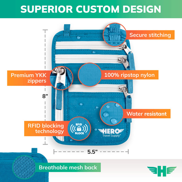 HERO Neck Wallet - RFID Blocking Passport Holder