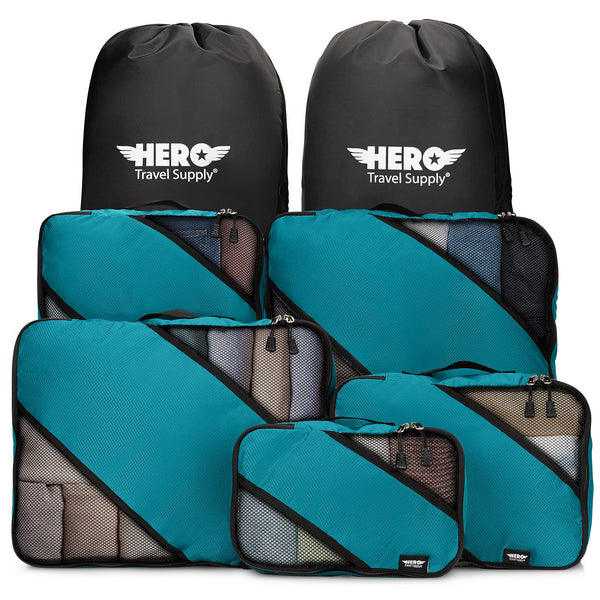 HERO Packing Cubes (Set of 5) with 2 Bonus Laundry Bags