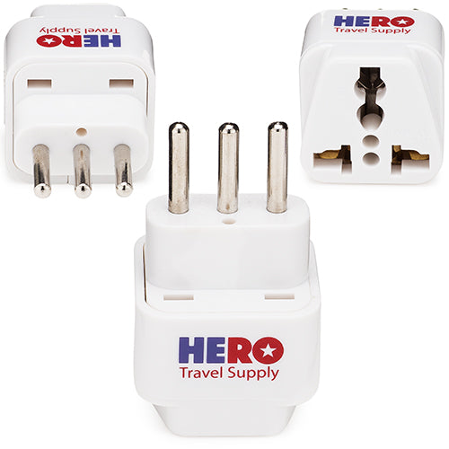 Premium US to Italy Power Adapter Plug (Type L, 3 Pack, Grounded) HERO Travel Supply