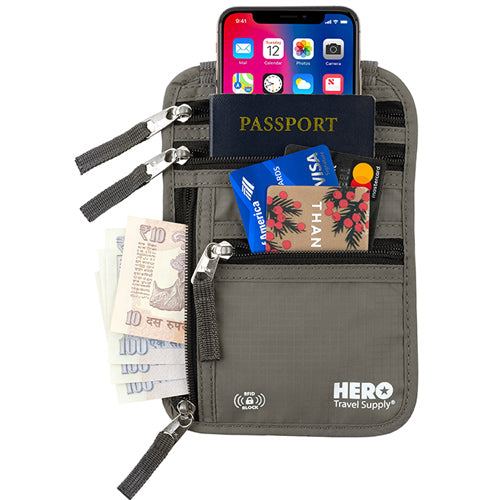 HERO Neck Wallet - RFID Blocking Passport Holder