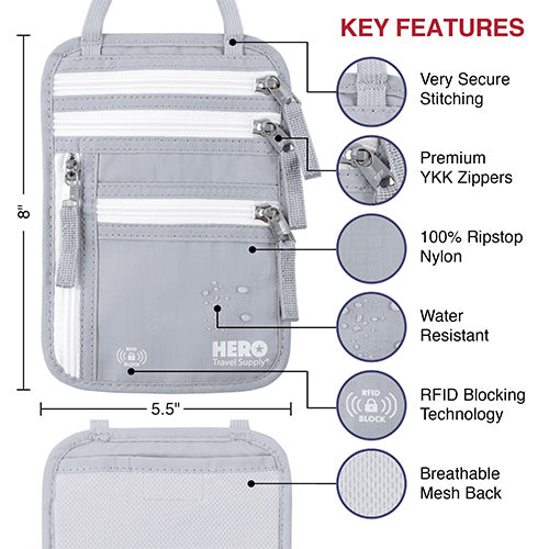 HERO Neck Wallet - RFID Blocking Passport Holder