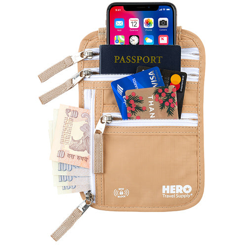HERO Neck Wallet - RFID Blocking Passport Holder