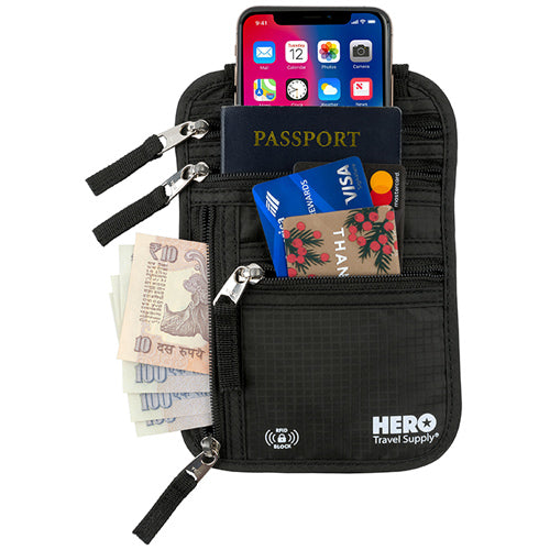 HERO Neck Wallet - RFID Blocking Passport Holder