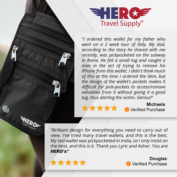 HERO Neck Wallet - RFID Blocking Passport Holder