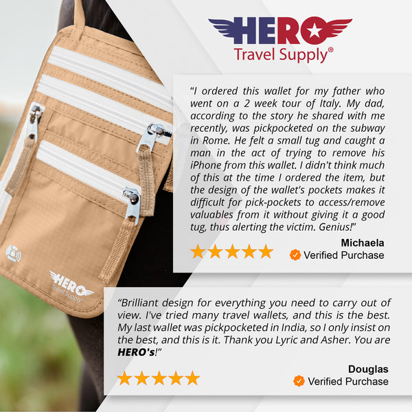 HERO Neck Wallet - RFID Blocking Passport Holder