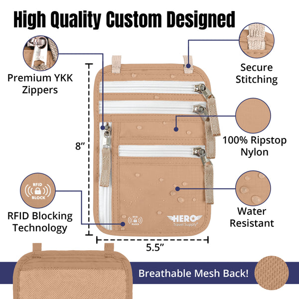 HERO Neck Wallet - RFID Blocking Passport Holder
