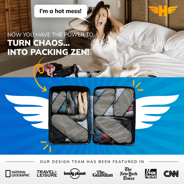 HERO Packing Cubes (Set of 3) with Bonus Laundry Bag
