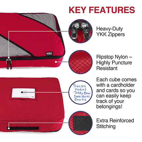 HERO Packing Cubes (Set of 5) with 2 Bonus Laundry Bags