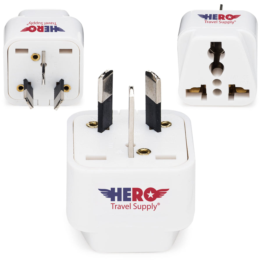 Premium US to Australia & NZ Adapter Plug (Type I, 3 Pack, Grounded)