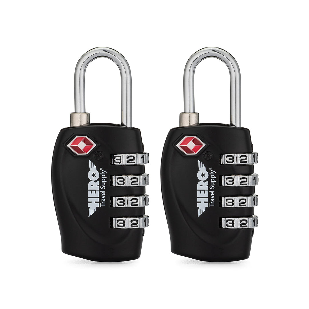 TSA Luggage Locks (2 Pack) - 4 Digit Combination Steel Padlocks - Approved  Travel Lock for Suitcases & Baggage - Black : : Tools & Home  Improvement