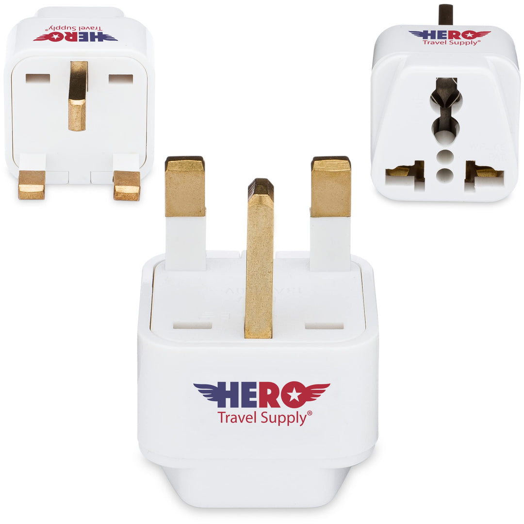 Premium US to UK Power Adapter Plug (Type G, 3 Pack, Grounded) – HERO  Travel Supply