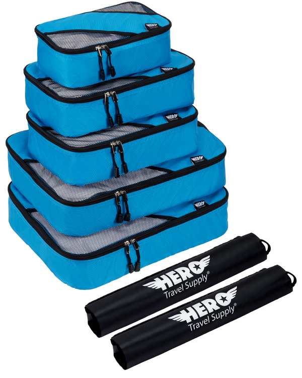 HERO Packing Cubes (Set of 5) with 2 Bonus Laundry Bags