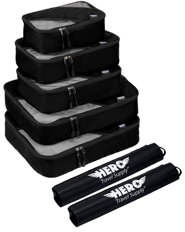 HERO Packing Cubes (Set of 5) with 2 Bonus Laundry Bags