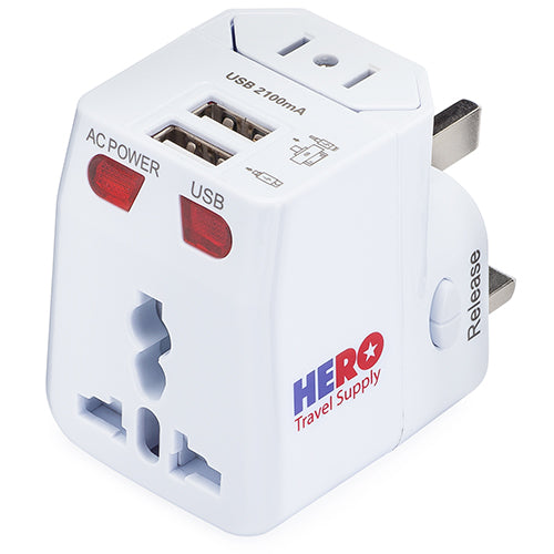 Regelmæssigt neutral kradse HERO Universal Travel Adapter with 2 USB Ports – HERO Travel Supply