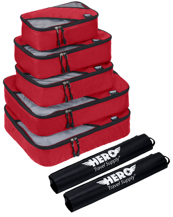HERO Packing Cubes (Set of 5) with 2 Bonus Laundry Bags