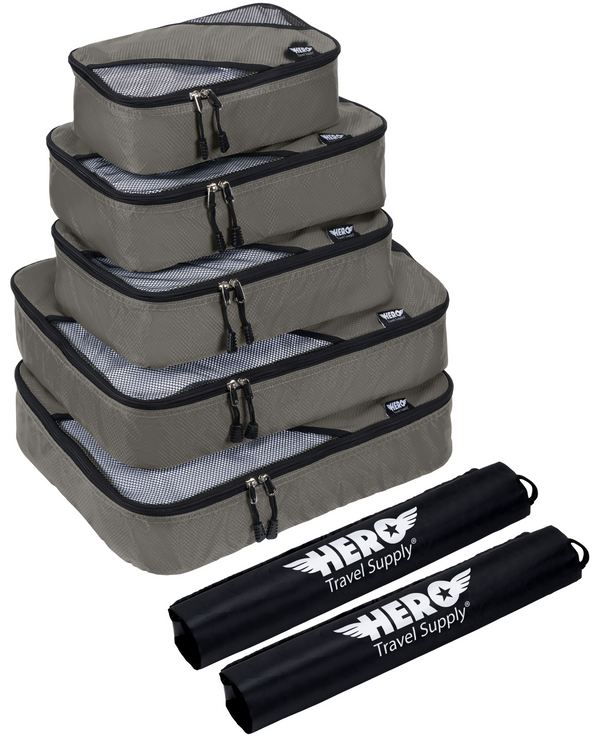 HERO Packing Cubes (Set of 5) with 2 Bonus Laundry Bags