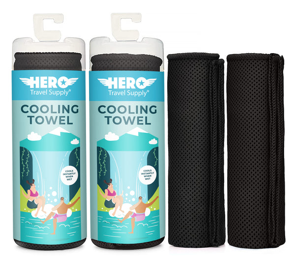 HERO Cooling Towel for Travel, Hiking, Yoga (2-Pack) 40" x 12"