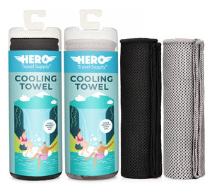 HERO Cooling Towel for Travel, Hiking, Yoga (2-Pack) 40" x 12"