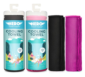 HERO Cooling Towel for Travel, Hiking, Yoga (2-Pack) 40" x 12"