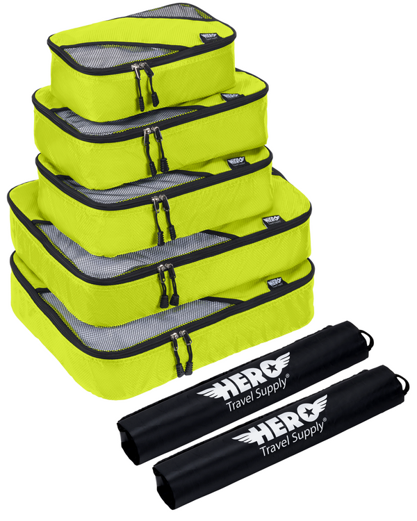 HERO Packing Cubes (Set of 5) with 2 Bonus Laundry Bags