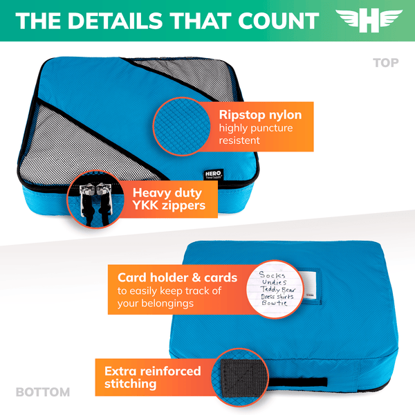 HERO Packing Cubes (Set of 3) with Bonus Laundry Bag