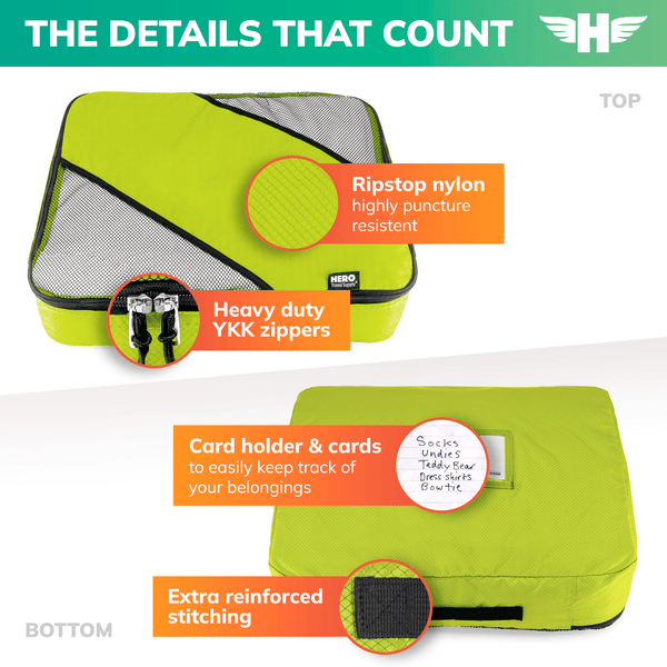 HERO Packing Cubes (Set of 3) with Bonus Laundry Bag