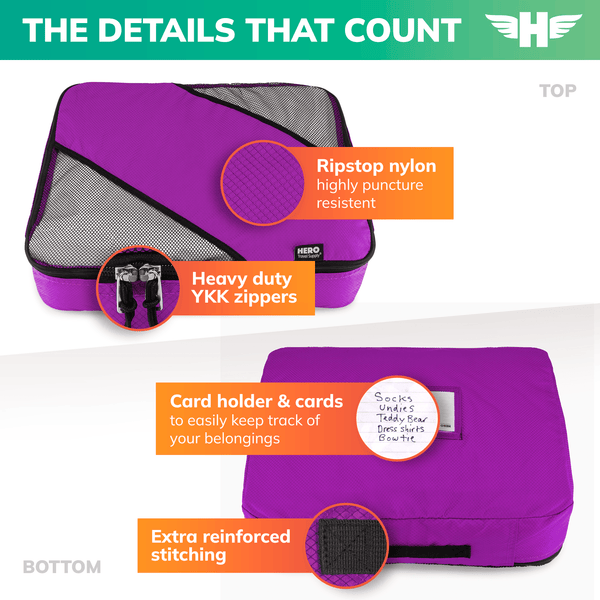 HERO Packing Cubes (Set of 3) with Bonus Laundry Bag