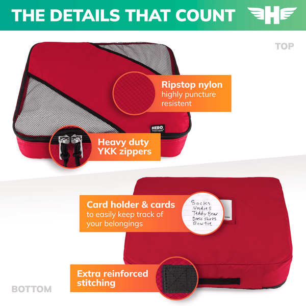 HERO Packing Cubes (Set of 3) with Bonus Laundry Bag