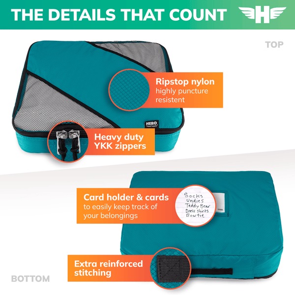 HERO Packing Cubes (Set of 3) with Bonus Laundry Bag