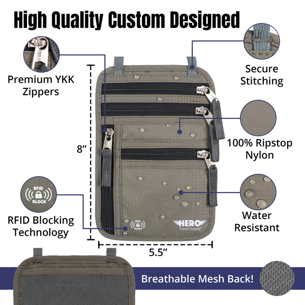 HERO Neck Wallet - RFID Blocking Passport Holder